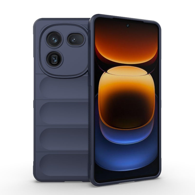HuHa Case Cover For vivo iQOO 12 5G Magic Shield TPU + Flannel Phone Case(Dark Blue) - Image 1