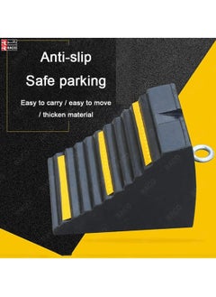 RACO RACO Heavy Duty Rubber Wheel Chocks – 24x16x19cm Wedges with Eyebolt Handles & Yellow Strips – Ribbed Grip for Secure Tire Hold – Perfect for RVs, Trailers, Trucks & Cars, 3.5KG  - Image 2
