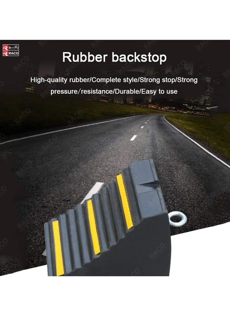 RACO RACO Heavy Duty Rubber Wheel Chocks – 24x16x19cm Wedges with Eyebolt Handles & Yellow Strips – Ribbed Grip for Secure Tire Hold – Perfect for RVs, Trailers, Trucks & Cars, 3.5KG  - Image 4