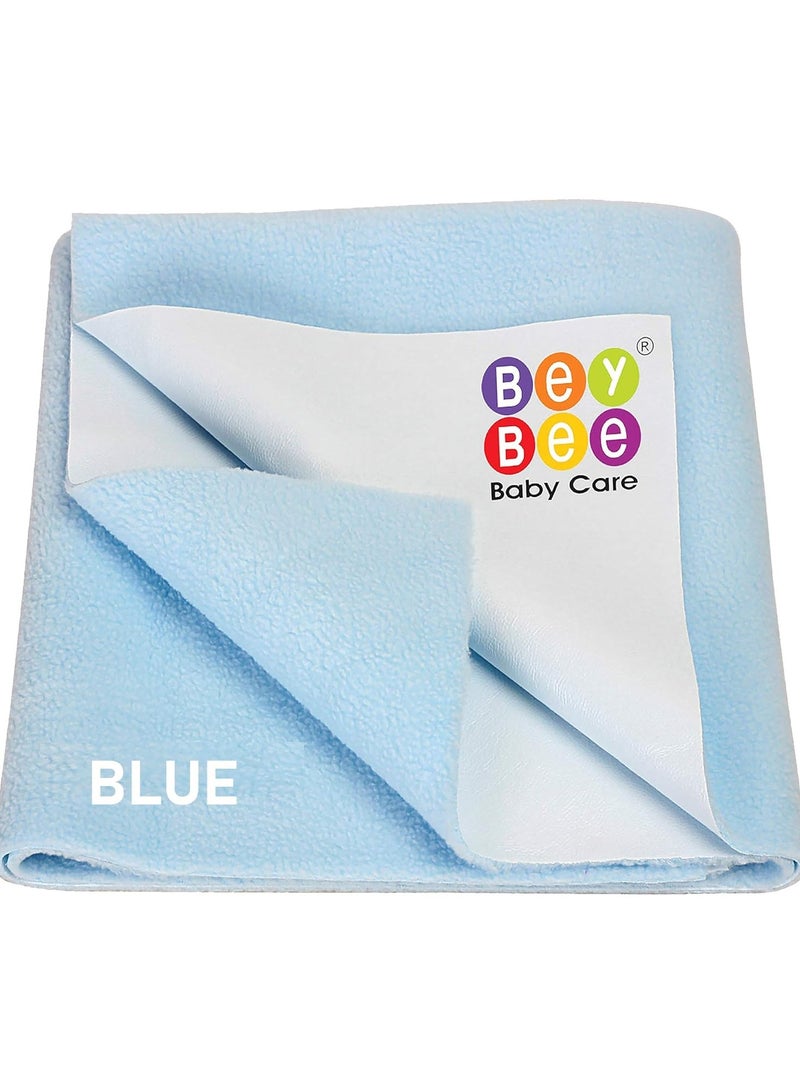 BeyBee Instadry Anti-Piling Fleece Extra Absorbent Quick Dry Sheet for New Born Babies, Cotton Bed Protector Mattress, Reusable Waterproof Baby Cot Sheet for Toddler Infant, Small Size 50x70cm, Blue  - Image 1