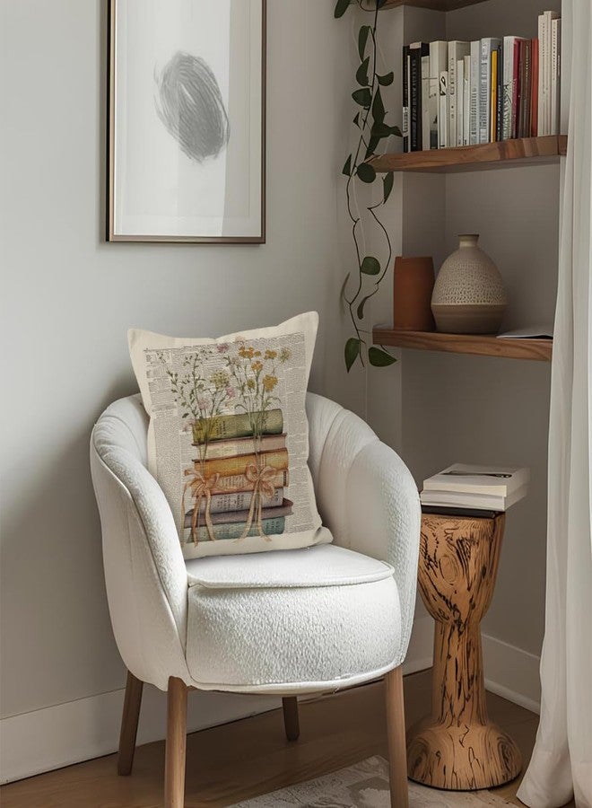 ETVISO Vintage Classroom Book Reading Pillow Cover 18x18, Reading Corner Decor for Classroom, Retro Floral Book Fall Throw Pillow Case for Reading Nook, Bookish, Library Decor, Bookish Gifts - Image 5