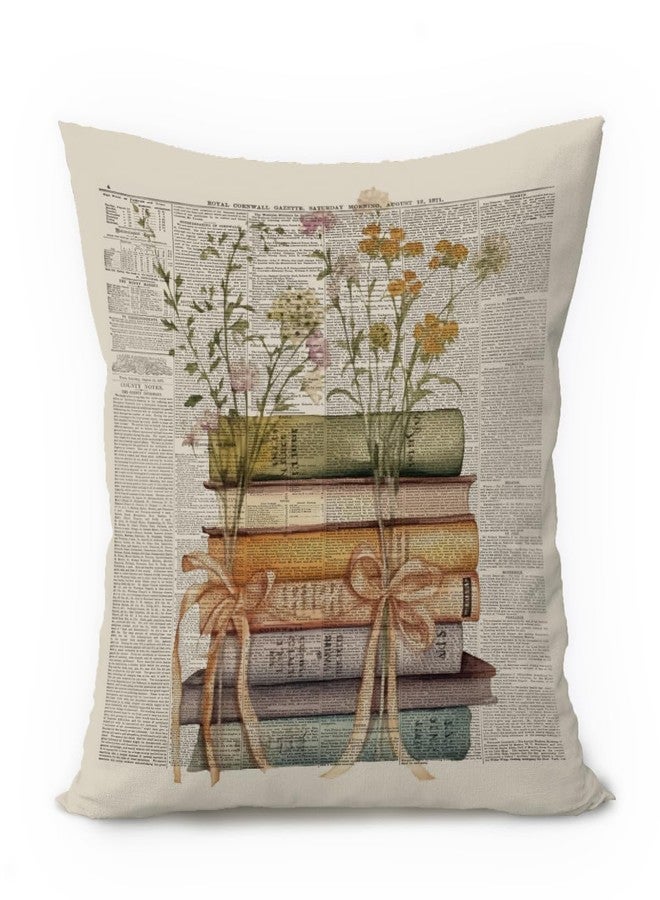 ETVISO Vintage Classroom Book Reading Pillow Cover 18x18, Reading Corner Decor for Classroom, Retro Floral Book Fall Throw Pillow Case for Reading Nook, Bookish, Library Decor, Bookish Gifts - Image 1
