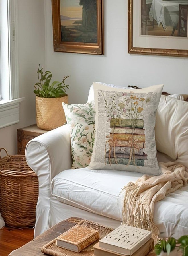 ETVISO Vintage Classroom Book Reading Pillow Cover 18x18, Reading Corner Decor for Classroom, Retro Floral Book Fall Throw Pillow Case for Reading Nook, Bookish, Library Decor, Bookish Gifts - Image 4