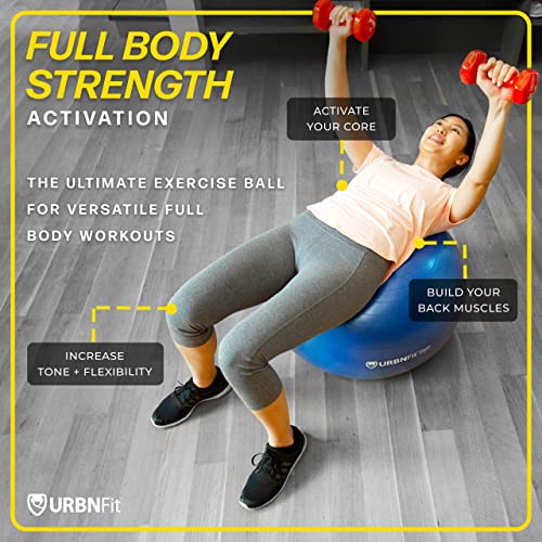 URBNFit Exercise Ball - Yoga Ball in Multiple Sizes for Yoga, Pilates, Pregnancy, Stability - Anti-Burst Swiss Balance Ball w/Quick Pump – Office Ball Chair for Home and Gym – 34 Inch - White - Image 3