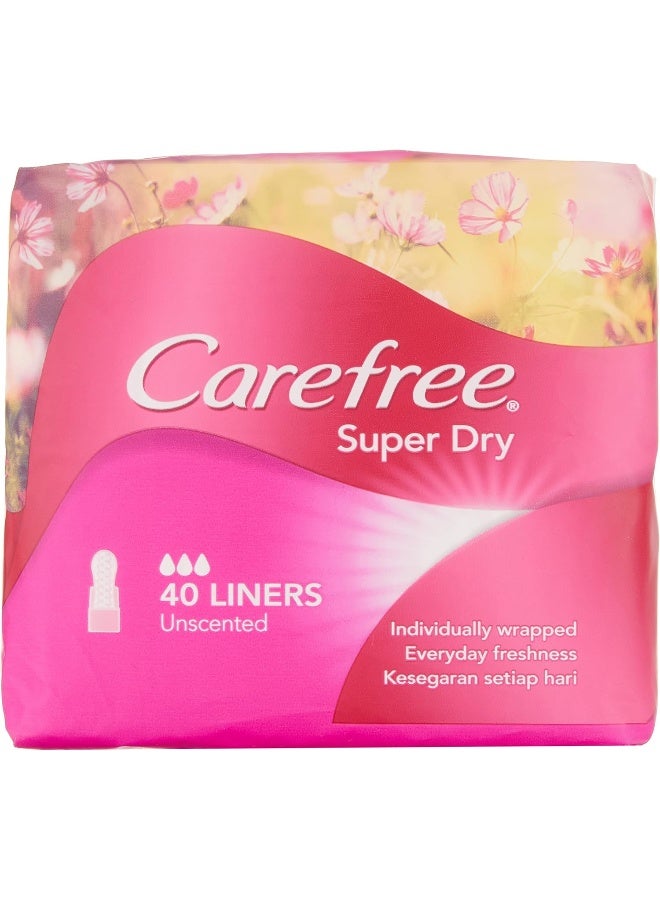 Carefree (PACK OF 2) Super Dry Panty Liners Unscented Irritation Free Protection 40 Liners  - Image 1