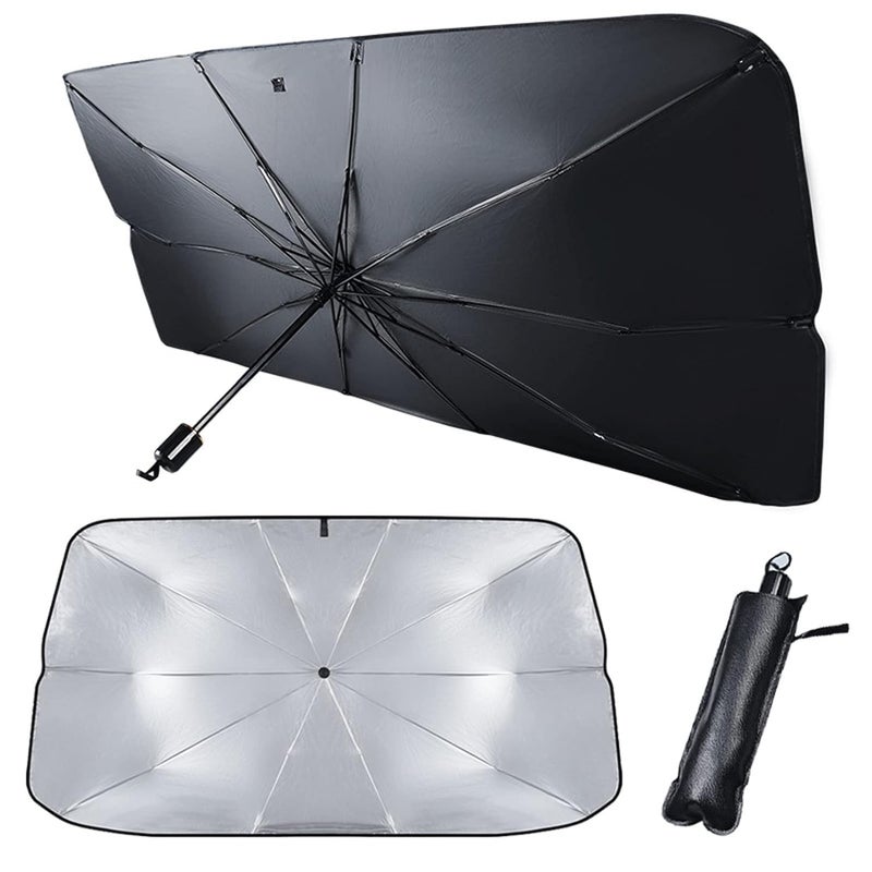 AWH Enew Car Windshield Sun Shade Umbrella Foldable Car Umbrella Sunshade Cover Protect Vehicle from UV Sun Easy to Store and Use Fit Most Vehicle for Auto Windshield Covers Trucks CarsEnewSSU03