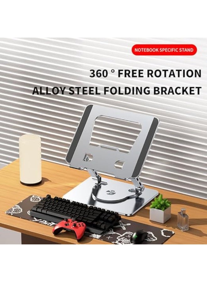 Aluminum 360° Rotating Laptop Stand - Foldable & Portable Adjustable Desk for Bed, Sofa, or Floor - Image 2