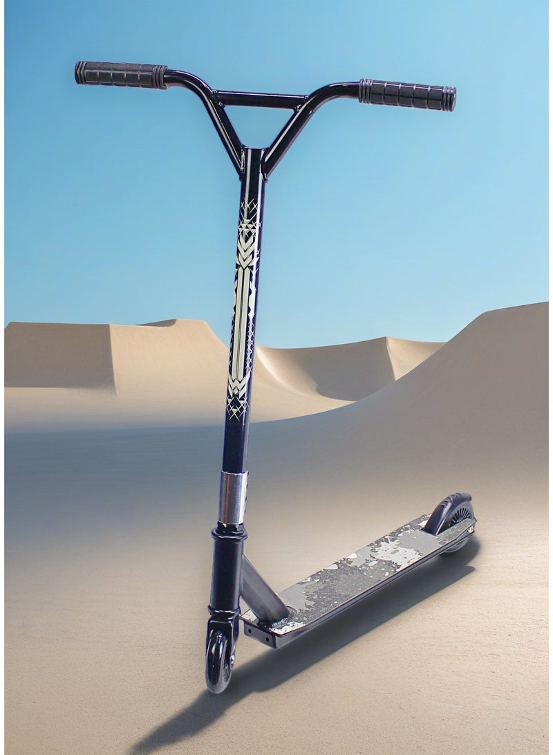 إيزي فيتشور سكوتر EASY FUTURE Stunt Scooter للحركات البهلوانية - سكوتر احترافي ثنائي العجلات بعجلات ألومنيوم 110 مم، وسطح ألومنيوم مع شريط قبضة، وقضبان عريضة على شكل حرف T، وفرامل فولاذية، ودوران 360 درجة، مثالي للمبتدئين والمتوسطين - Image 1
