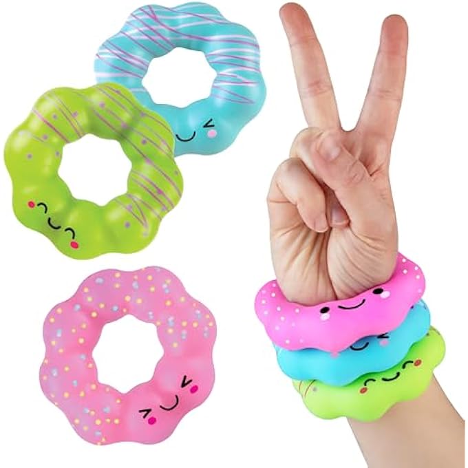 Orb Factory ORB Curiosities Mochi Donut Bracelet 3 Pack - Stretch, Squish, and Squeeze These Wearable Kawaii Squishy, Stretchy, Flexible, Fidget / Sensory Toys for Kids and Adults - Fun Soft, Tactile Wrist Bands - Image 1