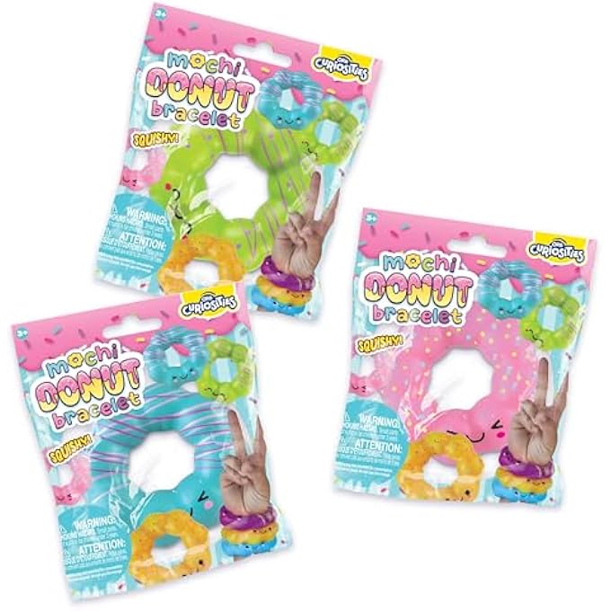 Orb Factory ORB Curiosities Mochi Donut Bracelet 3 Pack - Stretch, Squish, and Squeeze These Wearable Kawaii Squishy, Stretchy, Flexible, Fidget / Sensory Toys for Kids and Adults - Fun Soft, Tactile Wrist Bands - Image 4