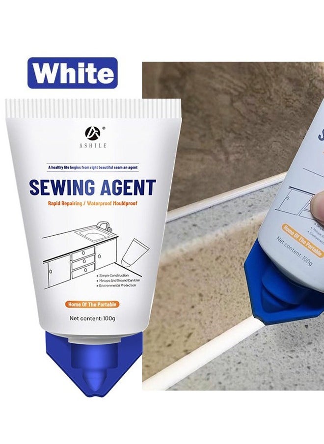 ASHILE Sewing Agent —Waterproof Squeeze Tube Adhesive Caulk Sealant Glue Sealer Easy To Apply for Home Use Indoor Kitchen Sink Bathroom Basin Toilet Edge Ceramic Tile 100G  - Image 1