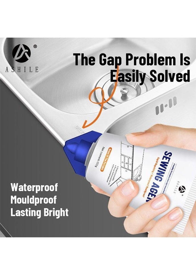 ASHILE Sewing Agent —Waterproof Squeeze Tube Adhesive Caulk Sealant Glue Sealer Easy To Apply for Home Use Indoor Kitchen Sink Bathroom Basin Toilet Edge Ceramic Tile 100G  - Image 2