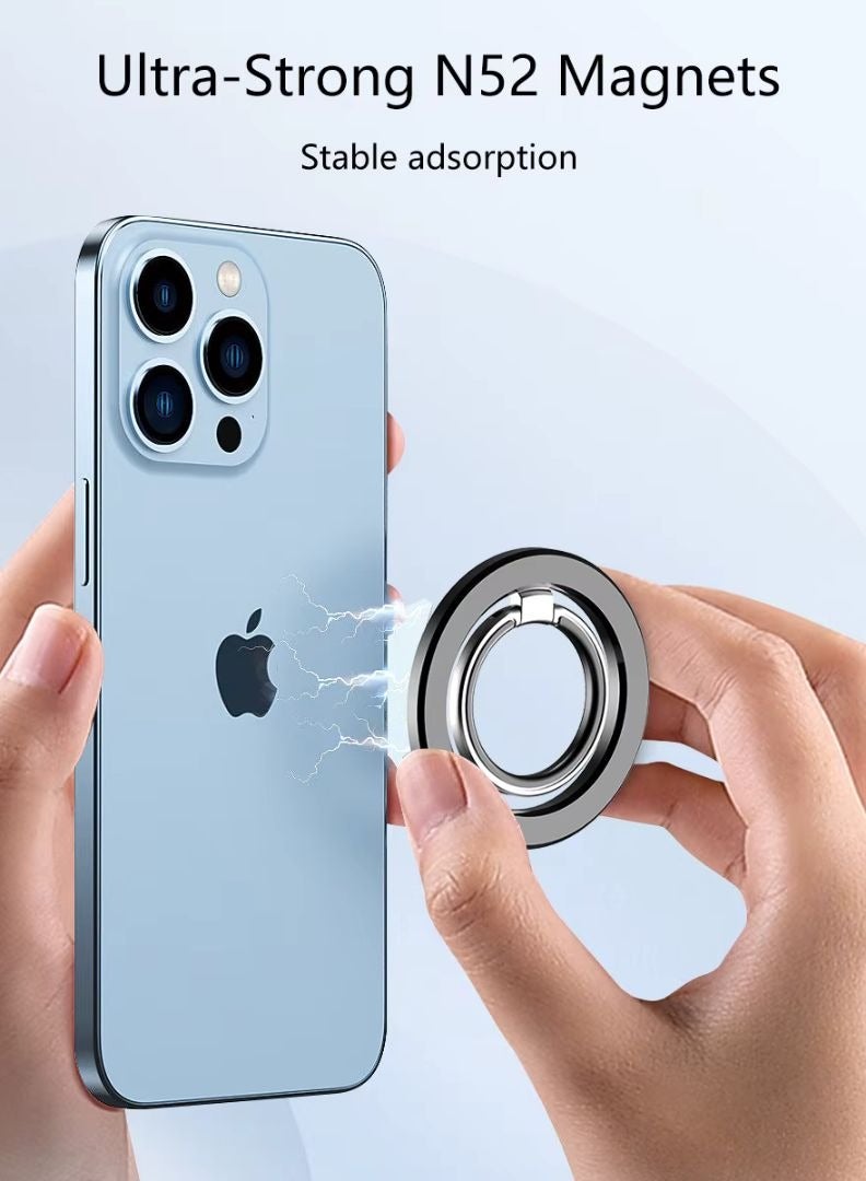 RADSUN Magnetic Phone Ring Holder – 360° Rotating Grip Stand with Strong Magnet, Foldable Kickstand, Compatible with MagSafe Accessories or Magnetic Phone Cases - Image 2