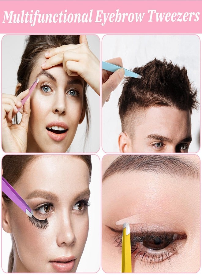 مجموعة من 16 قطعة من الملاقط ذات الرؤوس المائلة لإزالة شعر الوجه، ملاقط دقيقة من الفولاذ المقاوم للصدأ، مناسبة للرجال والنساء، لإزالة شعر الحواجب والشعر النامي تحت الجلد، وتركيب الرموش. - Image 4