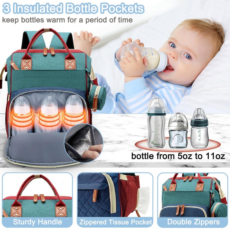 SHITIESHOU Diaper Bag Backpack Baby Bag, Baby Girl Boy Diaper Bag for Dad Mom with Pad, 16 Pockets, Pacifier Case, Large Diaper Bags Unisex for Travel (Colorful) - Image 4