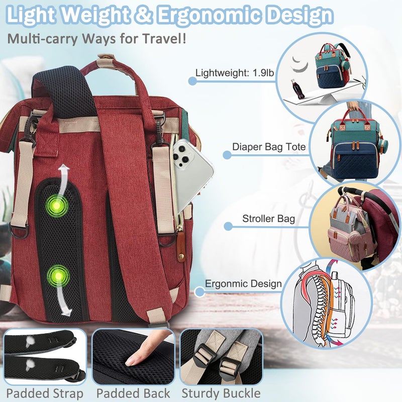 SHITIESHOU Diaper Bag Backpack Baby Bag, Baby Girl Boy Diaper Bag for Dad Mom with Pad, 16 Pockets, Pacifier Case, Large Diaper Bags Unisex for Travel (Colorful) - Image 5