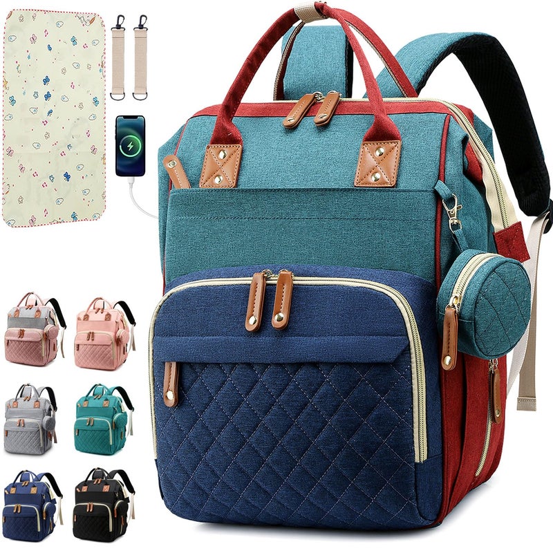 SHITIESHOU Diaper Bag Backpack Baby Bag, Baby Girl Boy Diaper Bag for Dad Mom with Pad, 16 Pockets, Pacifier Case, Large Diaper Bags Unisex for Travel (Colorful) - Image 1