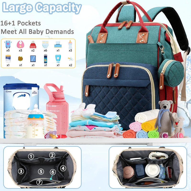 SHITIESHOU Diaper Bag Backpack Baby Bag, Baby Girl Boy Diaper Bag for Dad Mom with Pad, 16 Pockets, Pacifier Case, Large Diaper Bags Unisex for Travel (Colorful) - Image 2