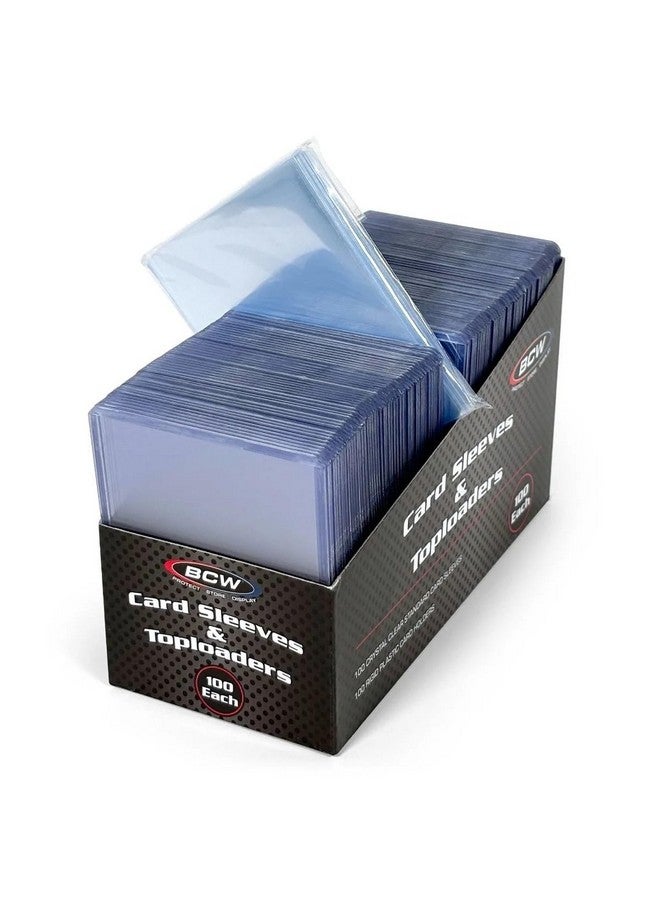 BCW Card Sleeves And Toploaders For Card Combo | Premium Top Loaders For Cards And Acid-Free Penny Sleeves | Great For Football, Magic The Gathering, Pokemon, And Baseball Card Protectors (100 Count) - Image 1
