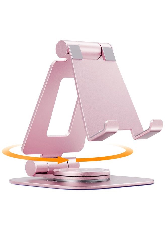 nulaxy Rotatable Cell Phone Stand, Fully Adjustable Foldable Desktop Phone Holder Cradle Dock, Compatible with All 4-8'' Phones, Desk Accessories, Rose Gold - Image 1