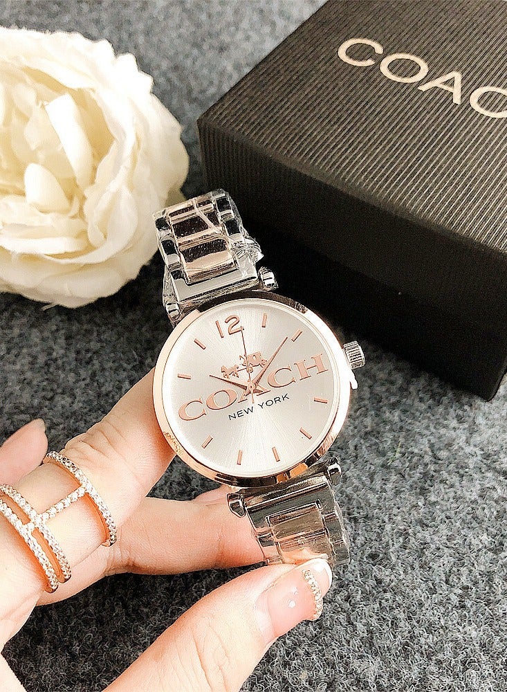 COACH Store Coach Women's Wrist Watch Silver & Rose Gold Iconic Quartz - Image 1