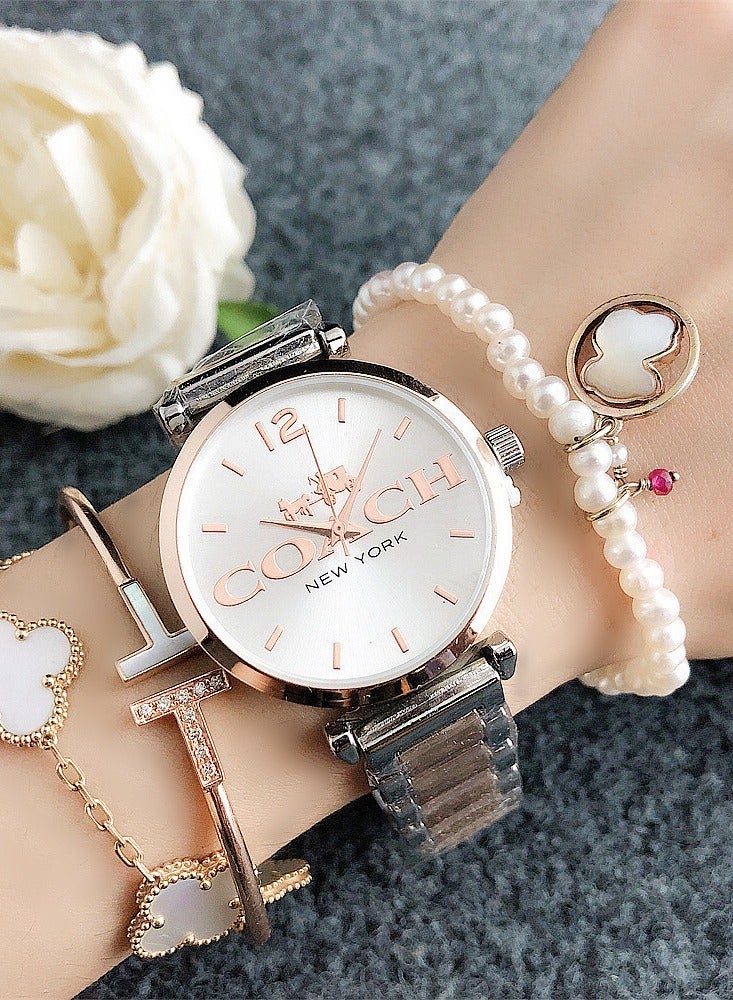 COACH Store Coach Women's Wrist Watch Silver & Rose Gold Iconic Quartz - Image 2