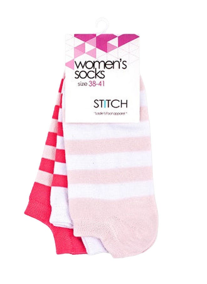 STITCH - STITCH Women's Pack of 3 Lycra Ankle Casual Stripes Socks - Image 1