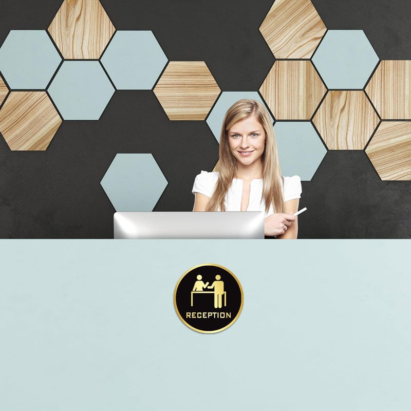 BerryBox Black Golden Stickers For Glass Doors For Office, Stores, Cafe, Hotel, Restaurant, Business & Shop, Self-Adhesive, Acrylic Signage (Reception, Black Gold) - Image 4