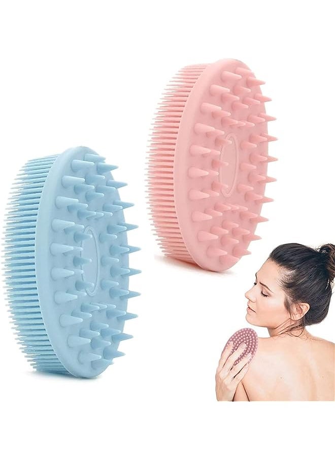 X spring 2Pcs 2 In 1 Bath And Shampoo Brush Soft Silicone Exfoliating Shower Brush Glowing Skin Silicone Shower Loofah For Gentle Long Lasting Lathers Gentle Massage And Fine Cleansing  - Image 1