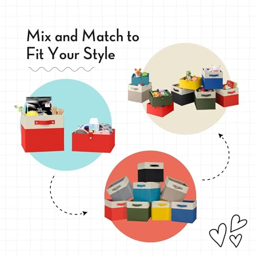 RiverRidge Kids 2pc Folding Storage Bins Set - 10.5” Bin Organizers with Handles - Gray Closet Organizer and Storage for Toys, Games, Shoes - Foldable Cube Storage Organizer Bins for Playroom, Nursery - Image 2