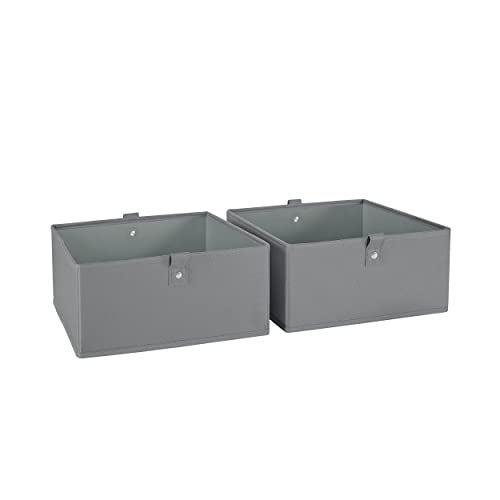 RiverRidge Kids 2pc Folding Storage Bins Set - 10.5” Bin Organizers with Handles - Gray Closet Organizer and Storage for Toys, Games, Shoes - Foldable Cube Storage Organizer Bins for Playroom, Nursery - Image 1