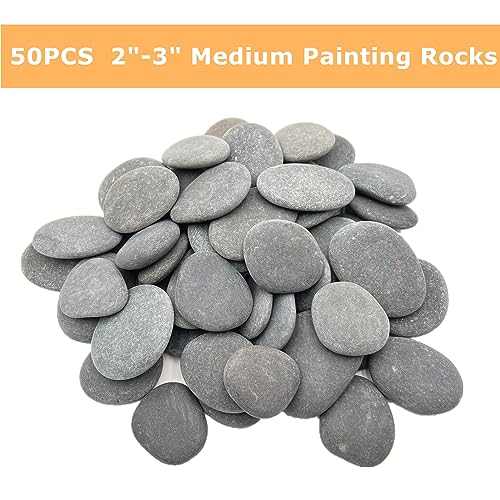 Lifetop 50 PCS Rocks Bulk for Painting, 2"-3" Natural River DIY Flat & Smooth Kindness Stones for Crafts, Decoration, Medium Rocks for Painting,Hand Picked - Image 2
