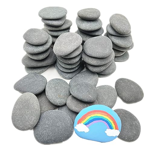 Lifetop 50 PCS Rocks Bulk for Painting, 2"-3" Natural River DIY Flat & Smooth Kindness Stones for Crafts, Decoration, Medium Rocks for Painting,Hand Picked - Image 1