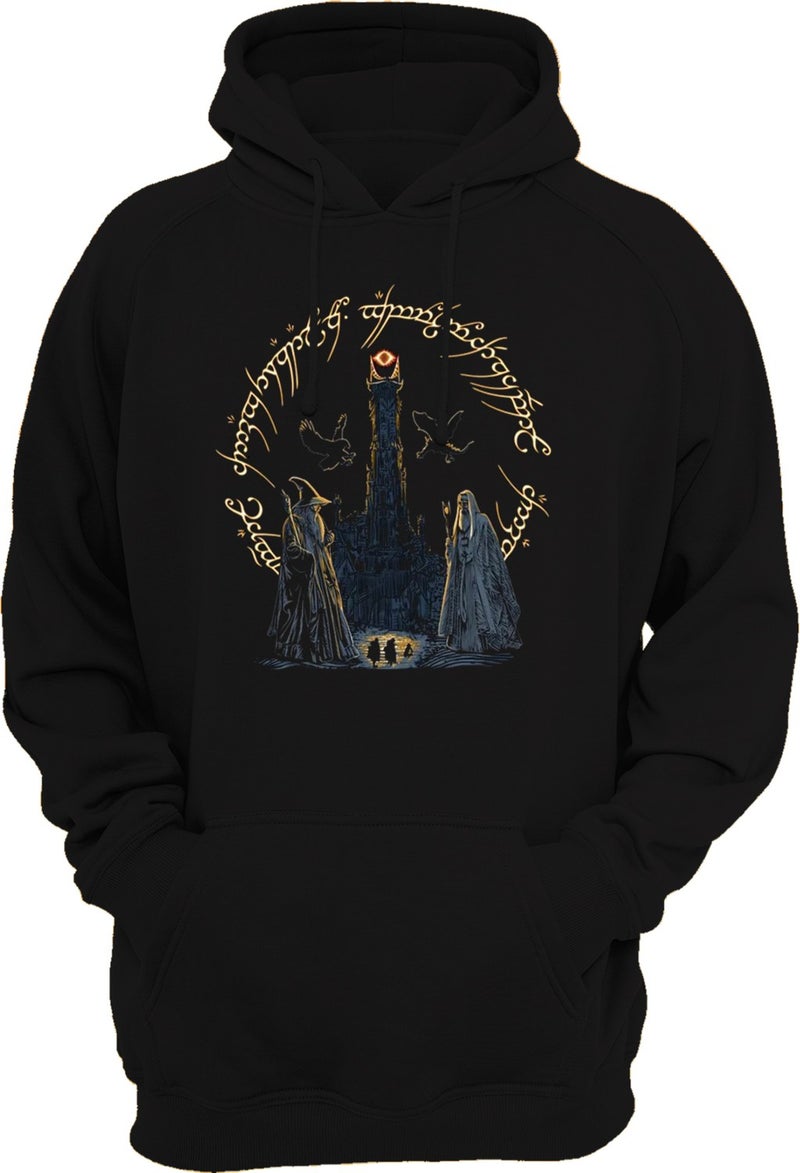 Remonz Lotr Lord of the Rings Printed 3 Yarn Raised, Inside Polar Fleece, THICK (600GR) Hoodie - Image 1