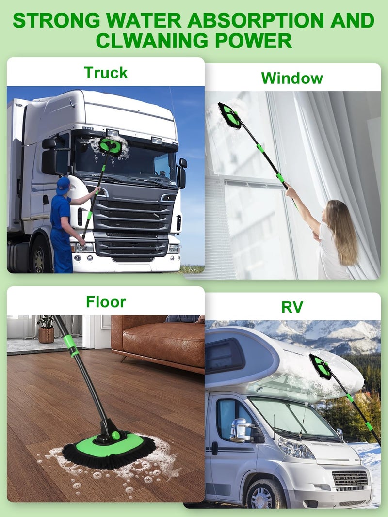 Nicecastle 53" 15Â° Curved Car Wash Brush with Long Handle High Density Chenille Soft Bristle Brush Head Suitable for Cleaning Detail Roof Wheel Windshields Truck SUV RV Window - Image 3