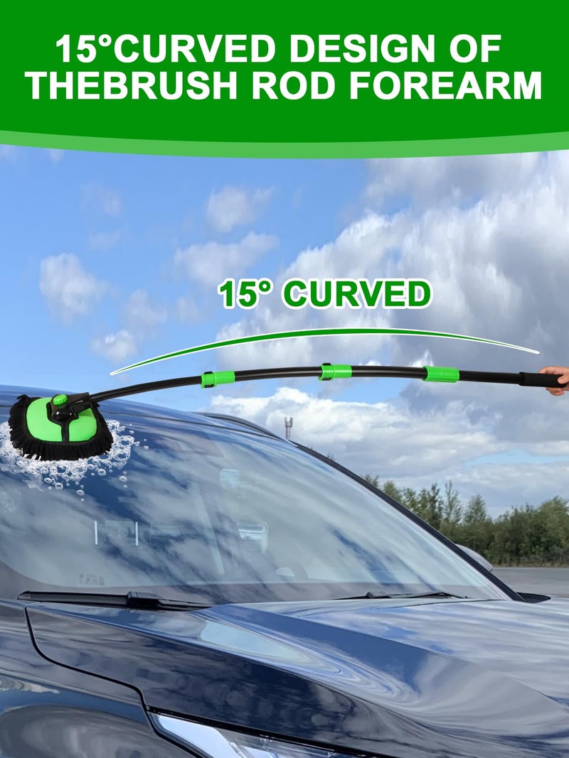 Nicecastle 53" 15Â° Curved Car Wash Brush with Long Handle High Density Chenille Soft Bristle Brush Head Suitable for Cleaning Detail Roof Wheel Windshields Truck SUV RV Window - Image 2