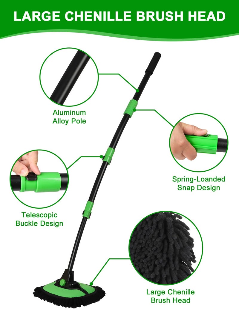 Nicecastle 53" 15Â° Curved Car Wash Brush with Long Handle High Density Chenille Soft Bristle Brush Head Suitable for Cleaning Detail Roof Wheel Windshields Truck SUV RV Window - Image 5