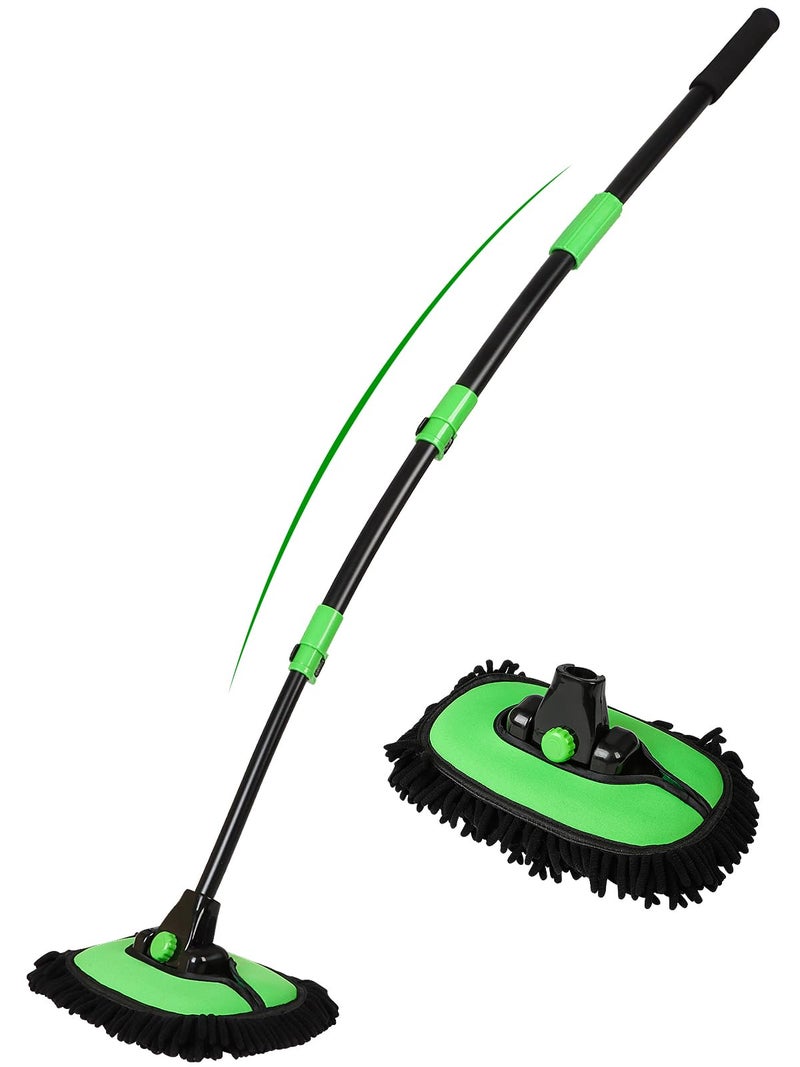 Nicecastle 53" 15Â° Curved Car Wash Brush with Long Handle High Density Chenille Soft Bristle Brush Head Suitable for Cleaning Detail Roof Wheel Windshields Truck SUV RV Window - Image 1