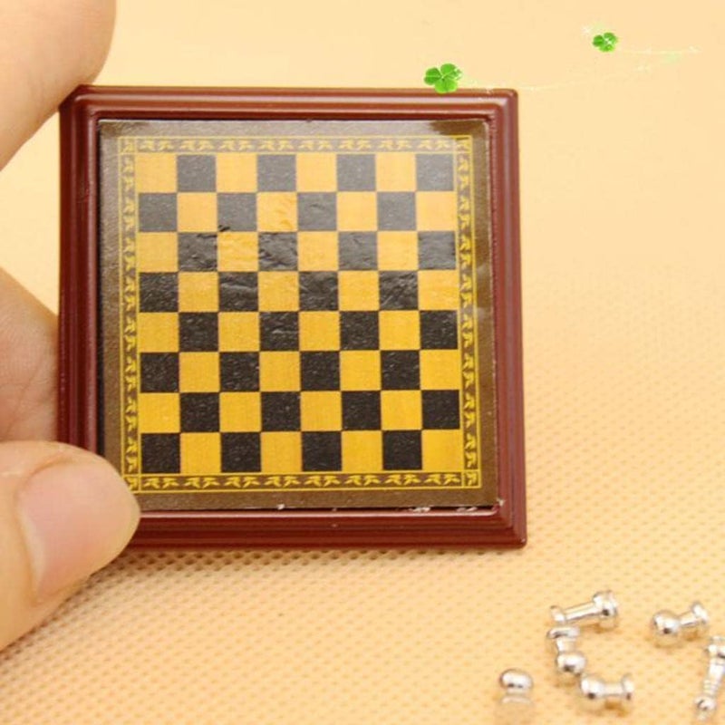 klarako Dollhouse Miniature Metal Chess Game in 1:12 Scale 32 Pieces of Chess And - Image 5