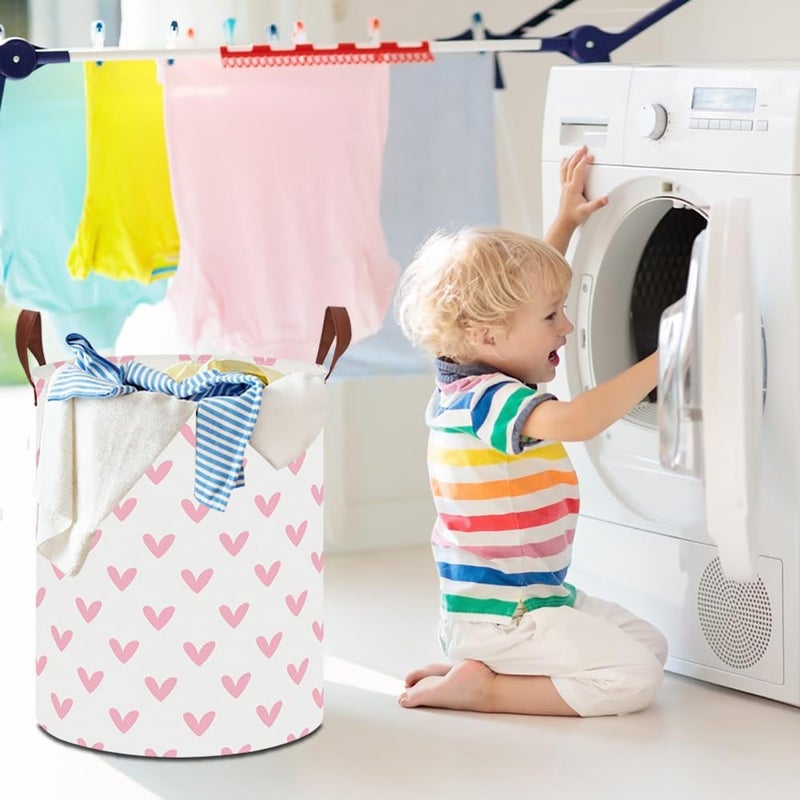 HKEC 19.7" Pink Cute Heart Laundry Basket,Kids Dirty Clothes Hamper,Waterproof Toys Storage Bin,Room Decor,Gift Baskets,Baby Nursery Hamper(Pink Heart) - Image 5