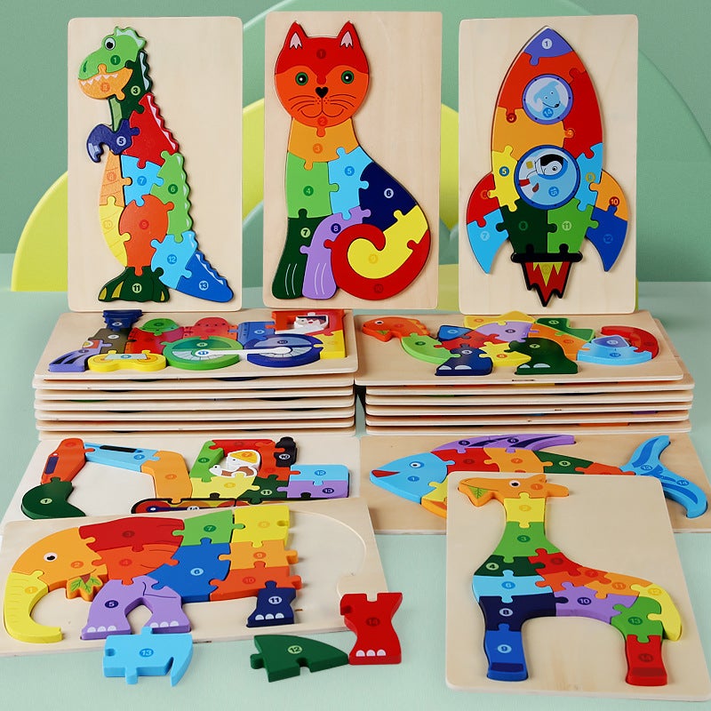 Wooden Buckle Puzzle Toy Early Childhood Education Enlightenment Puzzle Baby Building Blocks Toy Matching Shape Cognitive Puzzle - Image 2