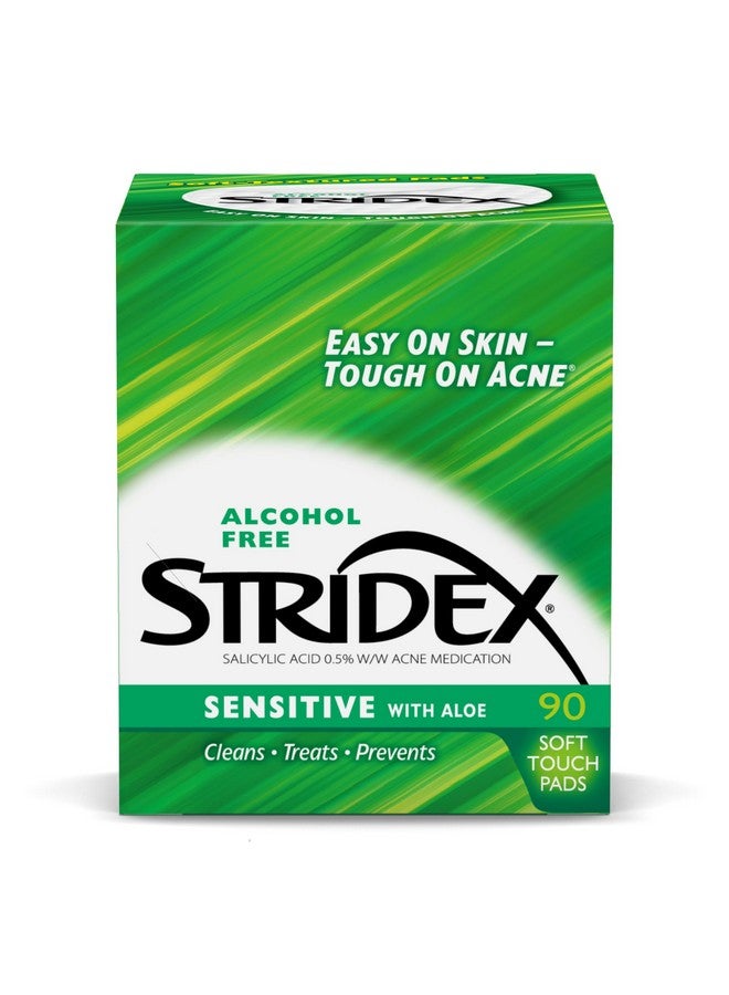 Stridex Medicated Acne Pads, Sensitive, 90 Count, Pack of 3 - Facial Cleansing Wipes, Alcohol-Free Face Pads, Acne Treatment for Face, For Mild to Moderate Acne, Smooth Application - Image 1