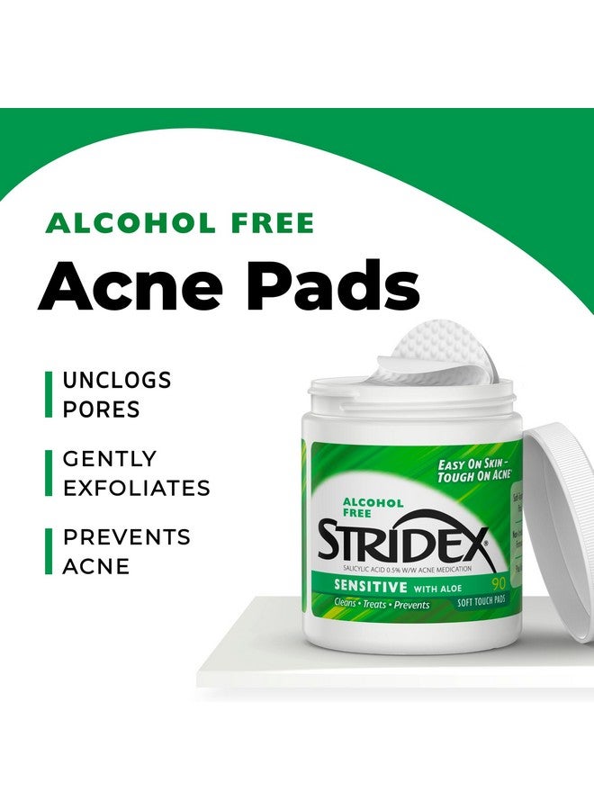 Stridex Medicated Acne Pads, Sensitive, 90 Count, Pack of 3 - Facial Cleansing Wipes, Alcohol-Free Face Pads, Acne Treatment for Face, For Mild to Moderate Acne, Smooth Application - Image 3