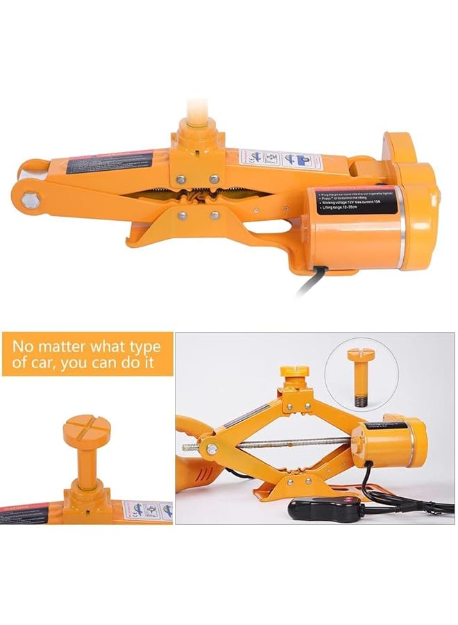 3XR 3Ton Electronic Jack 12V For Sedan/Suv/Pickup, Yellow/Orange - Image 2