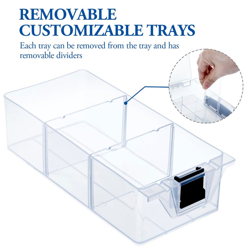 MyGift 11 Inch Clear Plastic Storage Box Container, Arts and Crafts Sewing Supplies Organizer Case with Black Accents, 24 Customizable Compartments, and 6 Drawers with Removable Dividers - Image 3
