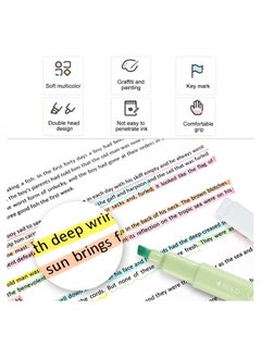 KASTWAVE Double Ended Highlighter 12Pcs Handbook Painting Oblique Head Round Head Square Rod Color Highlighter Set Quick Dry Highlighters for Journaling Note Taking School Supplies  - Image 5