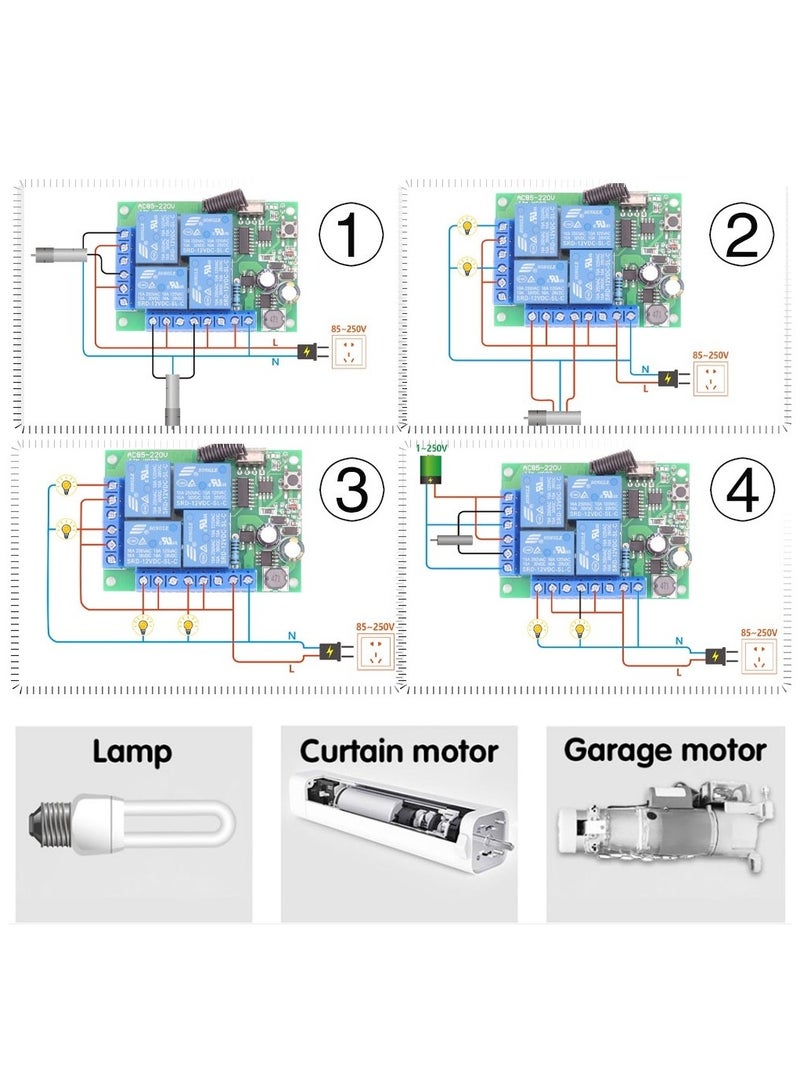 433 ميجا هرتز RF التحكم عن بعد العالمي اللاسلكي التيار المتناوب 110 فولت 220 فولت التبديل 4 قناة التتابع استقبال والارسال لفتح باب البوابة - Image 4