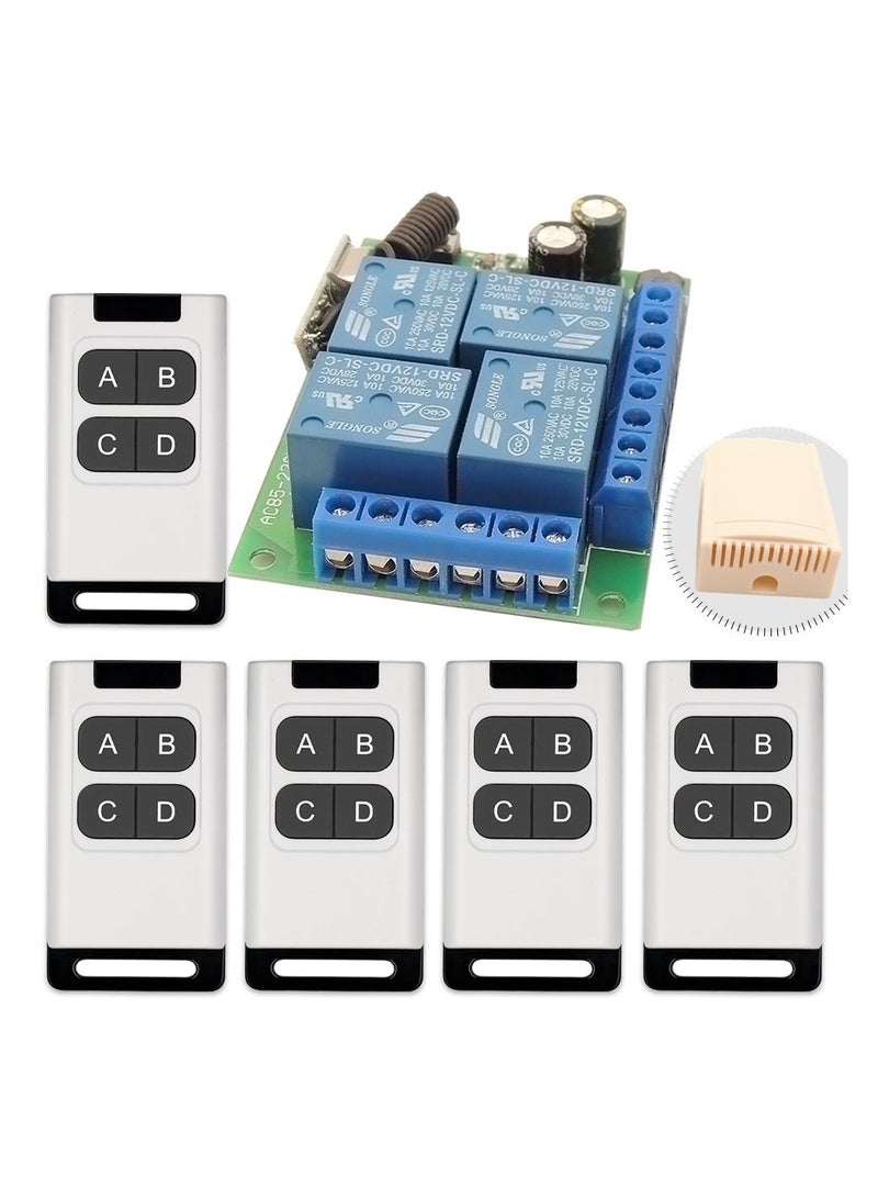 433 ميجا هرتز RF التحكم عن بعد العالمي اللاسلكي التيار المتناوب 110 فولت 220 فولت التبديل 4 قناة التتابع استقبال والارسال لفتح باب البوابة - Image 1