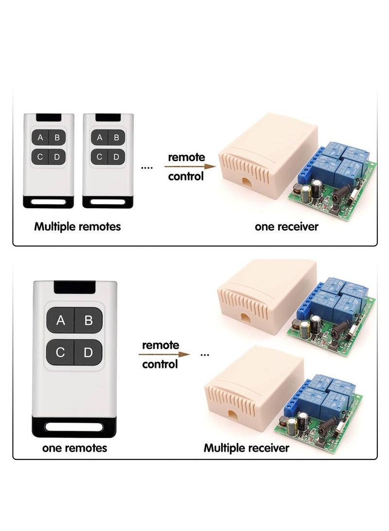 433 ميجا هرتز RF التحكم عن بعد العالمي اللاسلكي التيار المتناوب 110 فولت 220 فولت التبديل 4 قناة التتابع استقبال والارسال لفتح باب البوابة - Image 5