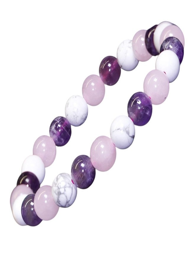 Japam Serene Sleep Wellness Band - Amethyst, Rose Quartz & White Howlite Beads | Bracelet for Men and Women | Authenticity Certificate - Image 1